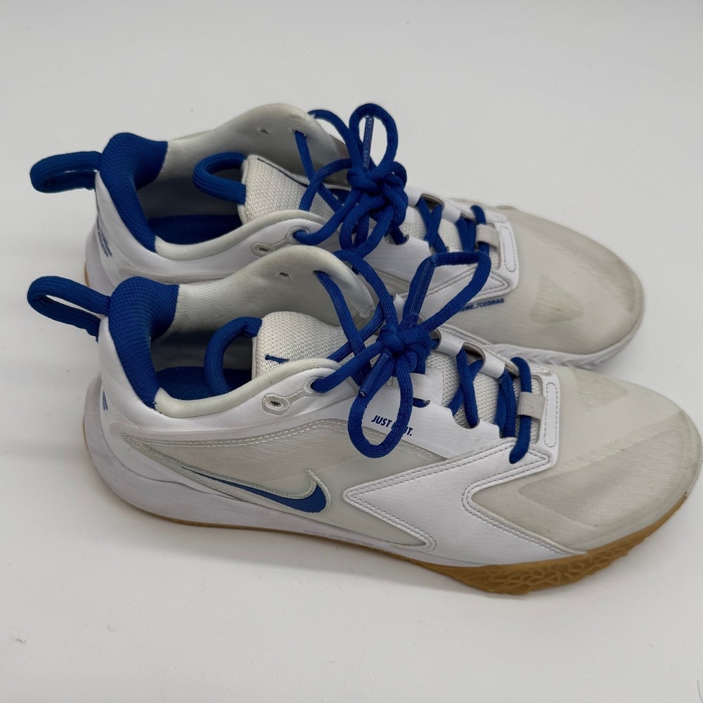 Nike Zoom HyperAce 2 Women Size 7 White Royal Blue Volleyball Shoes AA0286-104
